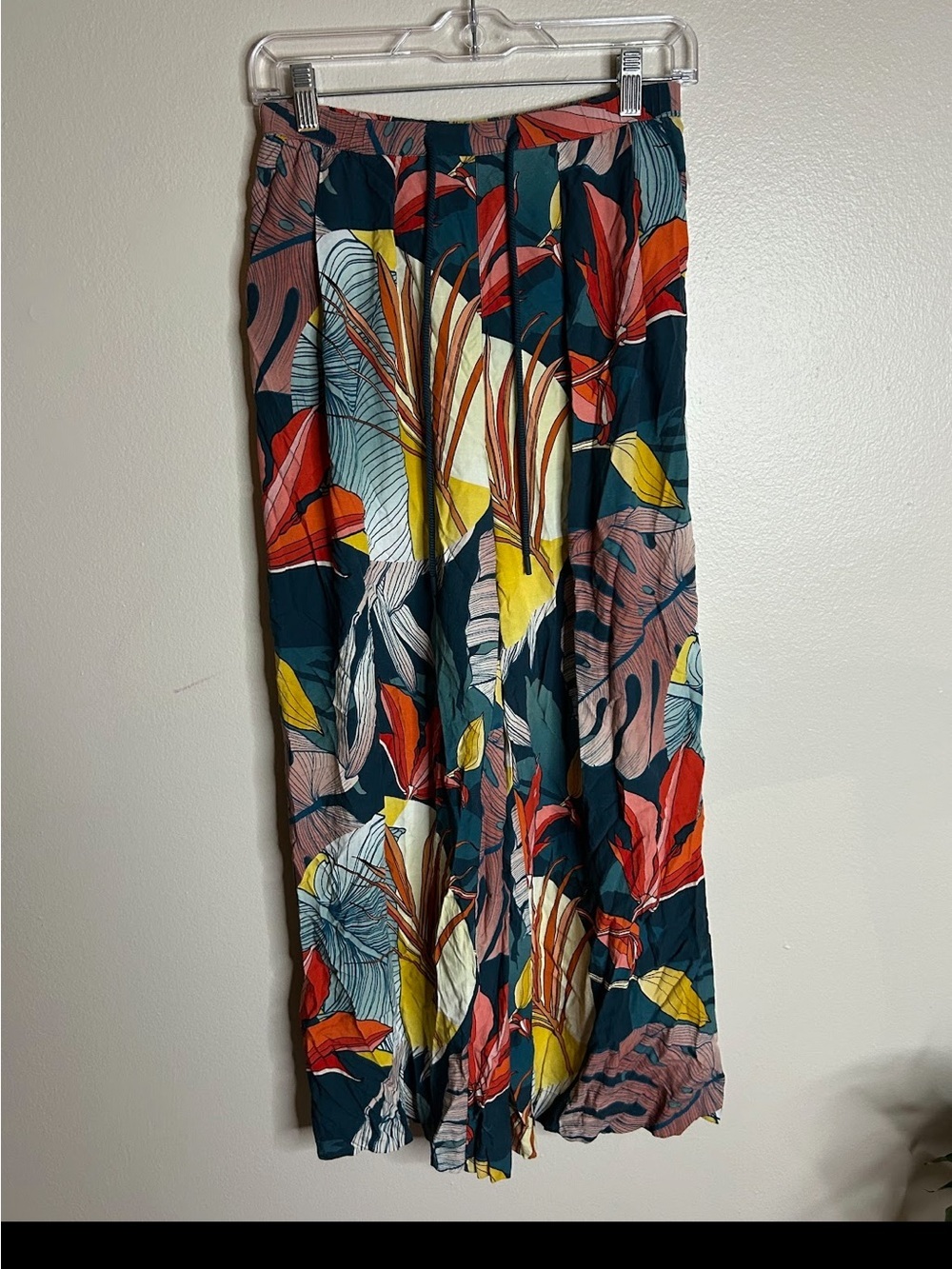 Calia Pants Womens Extra Small Wide Leg Pull On Tropical Resort Vacation Travel